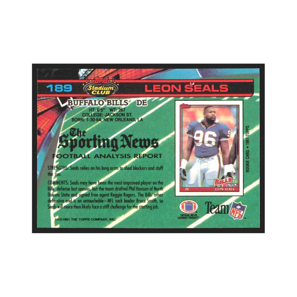 1991 Stadium Club Leon Seals Bills #189