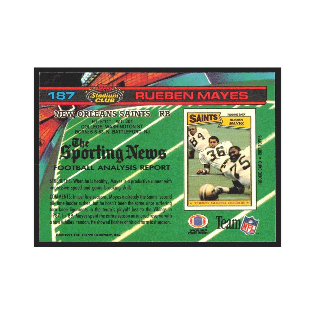 1991 Stadium Club Rueben Mayes Saints #187