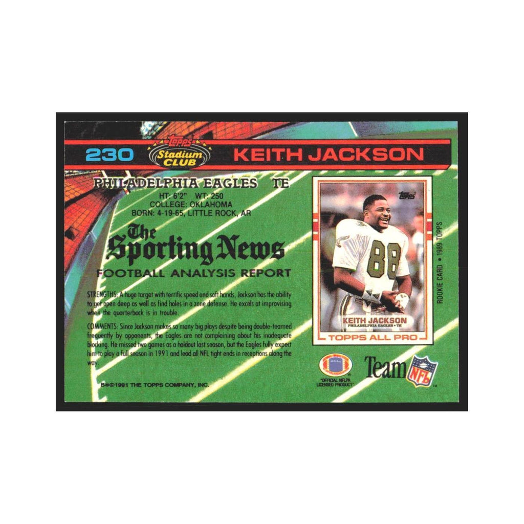 1991 Stadium Club Keith Jackson Eagles #230