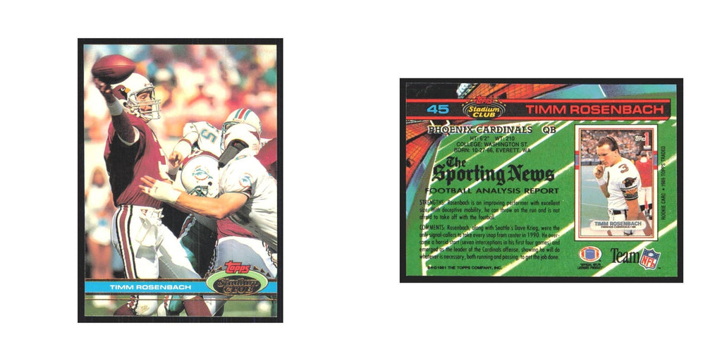 1991 Stadium Club Timm Rosenbach Phoenix Cardinals #45