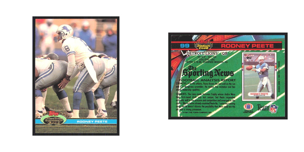 1991 Stadium Club Rodney Peete Lions #99