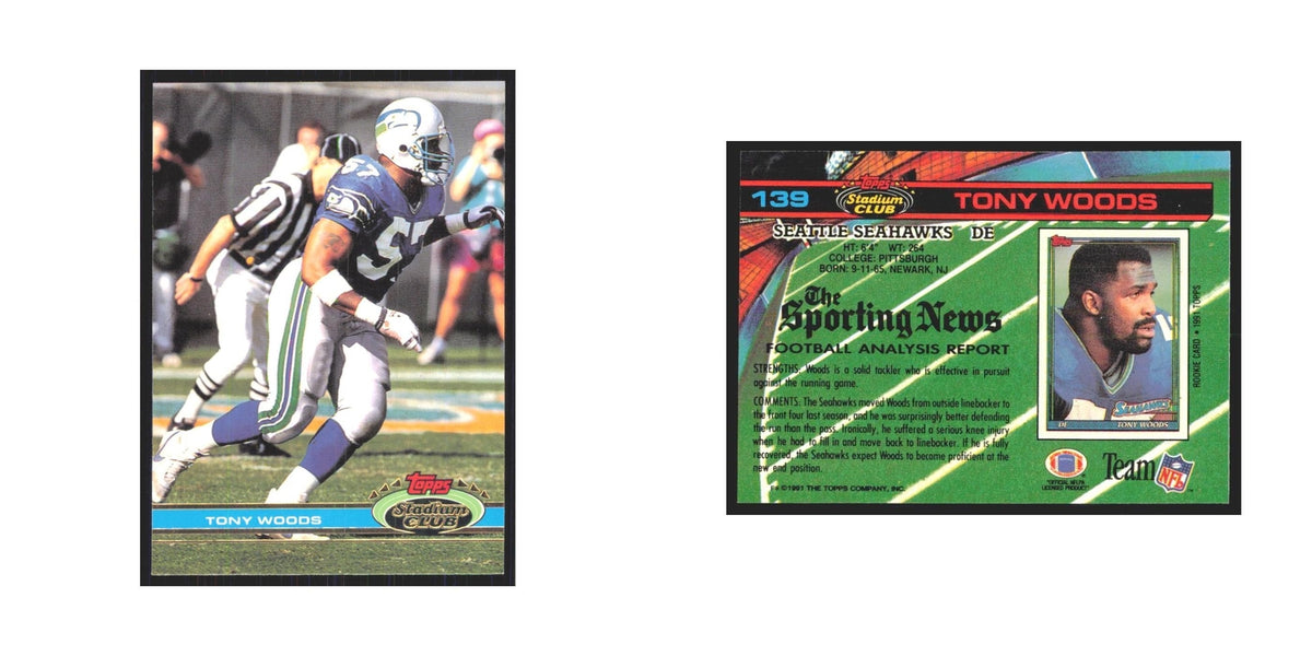 1991 Stadium Club Tony Woods Seahawks #139