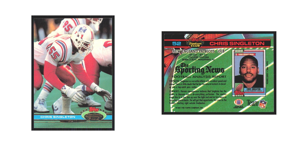 1991 Stadium Club Chris Singleton Patriots #52