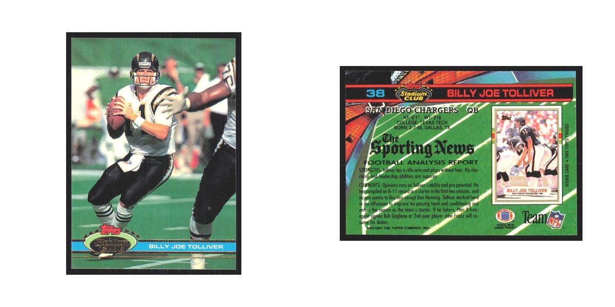 1991 Stadium Club Billy Joe Tolliver San Diego Chargers #38