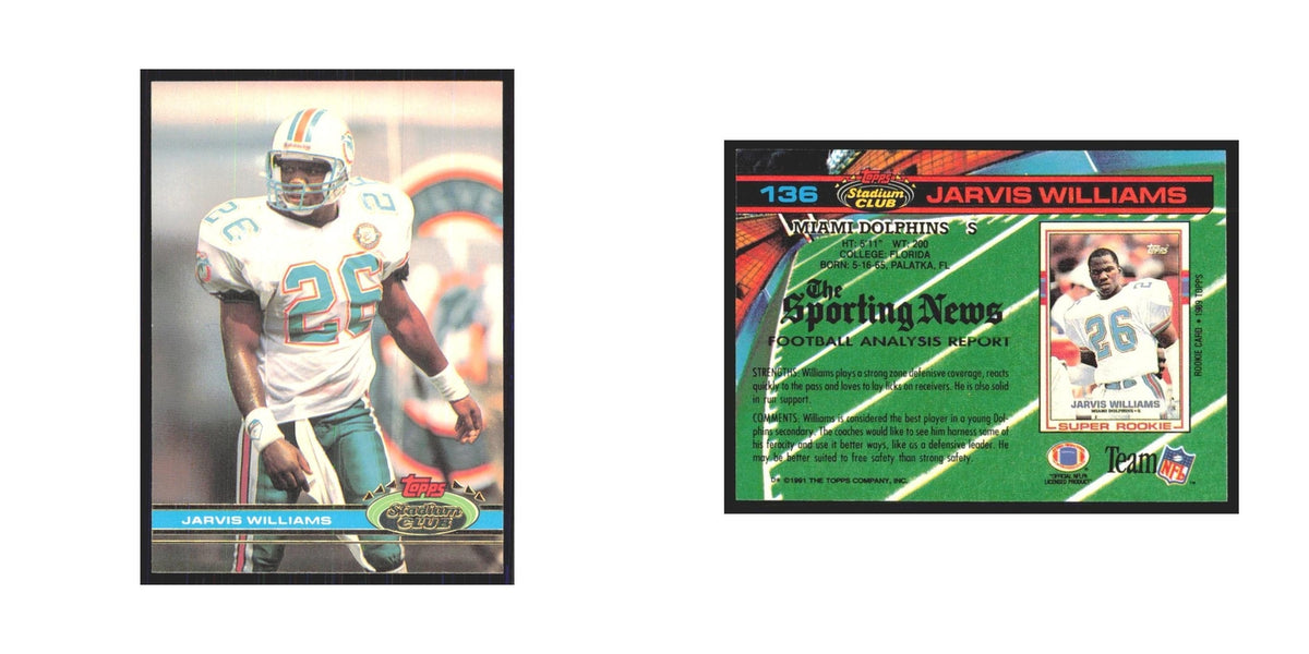 1991 Stadium Club Jarvis Williams Dolphins #136