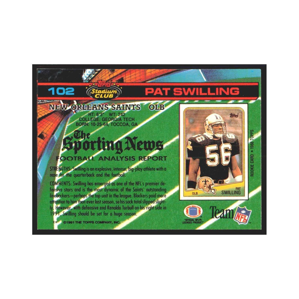 1991 Stadium Club Pat Swilling Saints #102