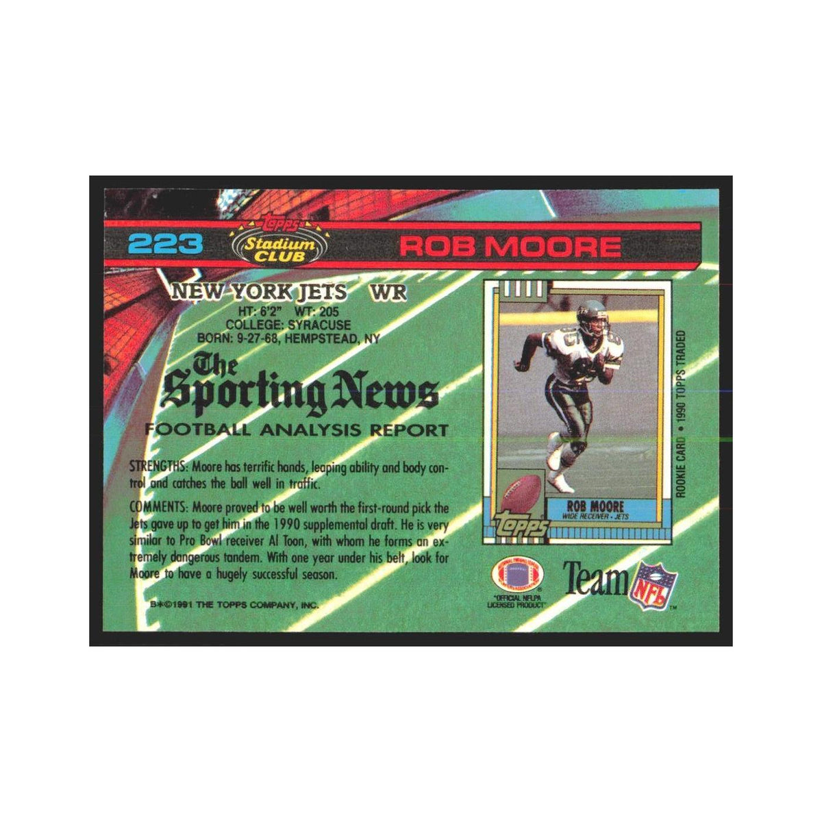 1991 Stadium Club Rob Moore Jets #223