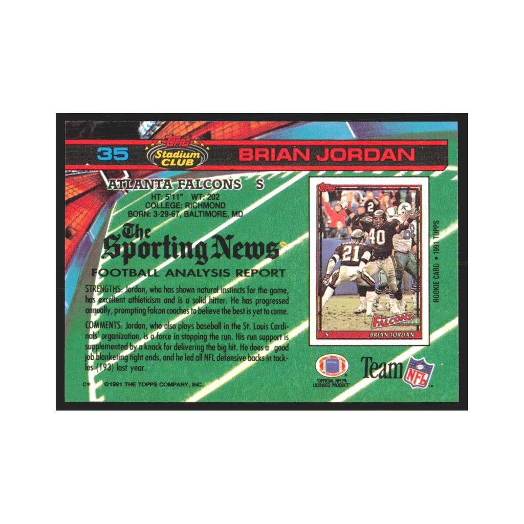 1991 Stadium Club Brian Jordan Falcons #35