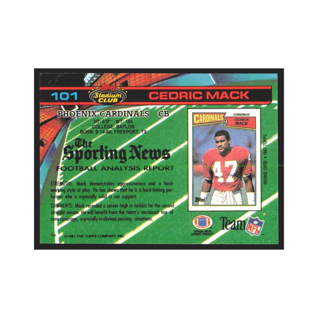 1991 Stadium Club Cedric Mack Phoenix Cardinals #101