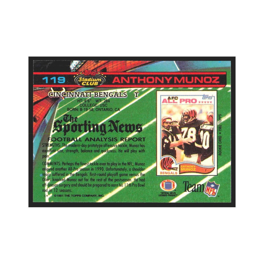 1991 Stadium Club Anthony Munoz Bengals #119