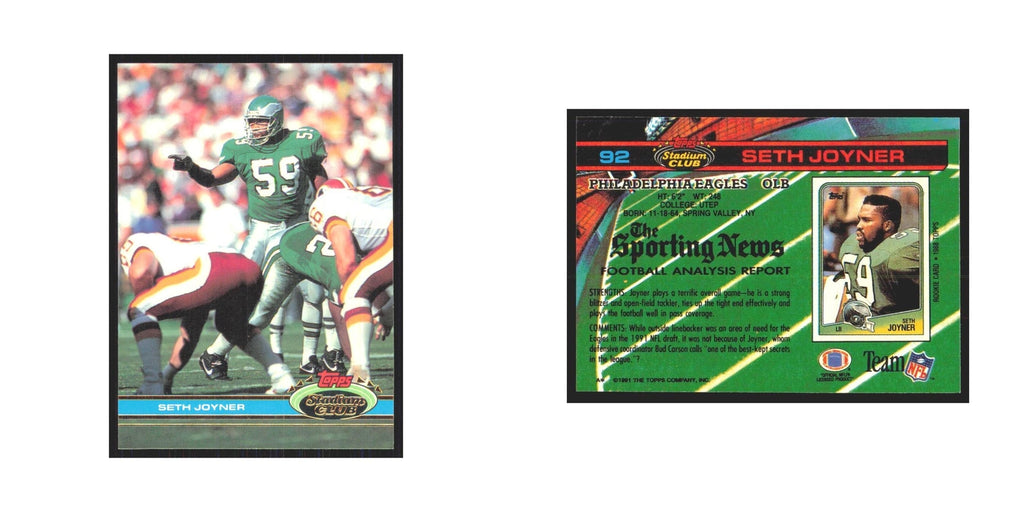 1991 Stadium Club Seth Joyner Eagles #92