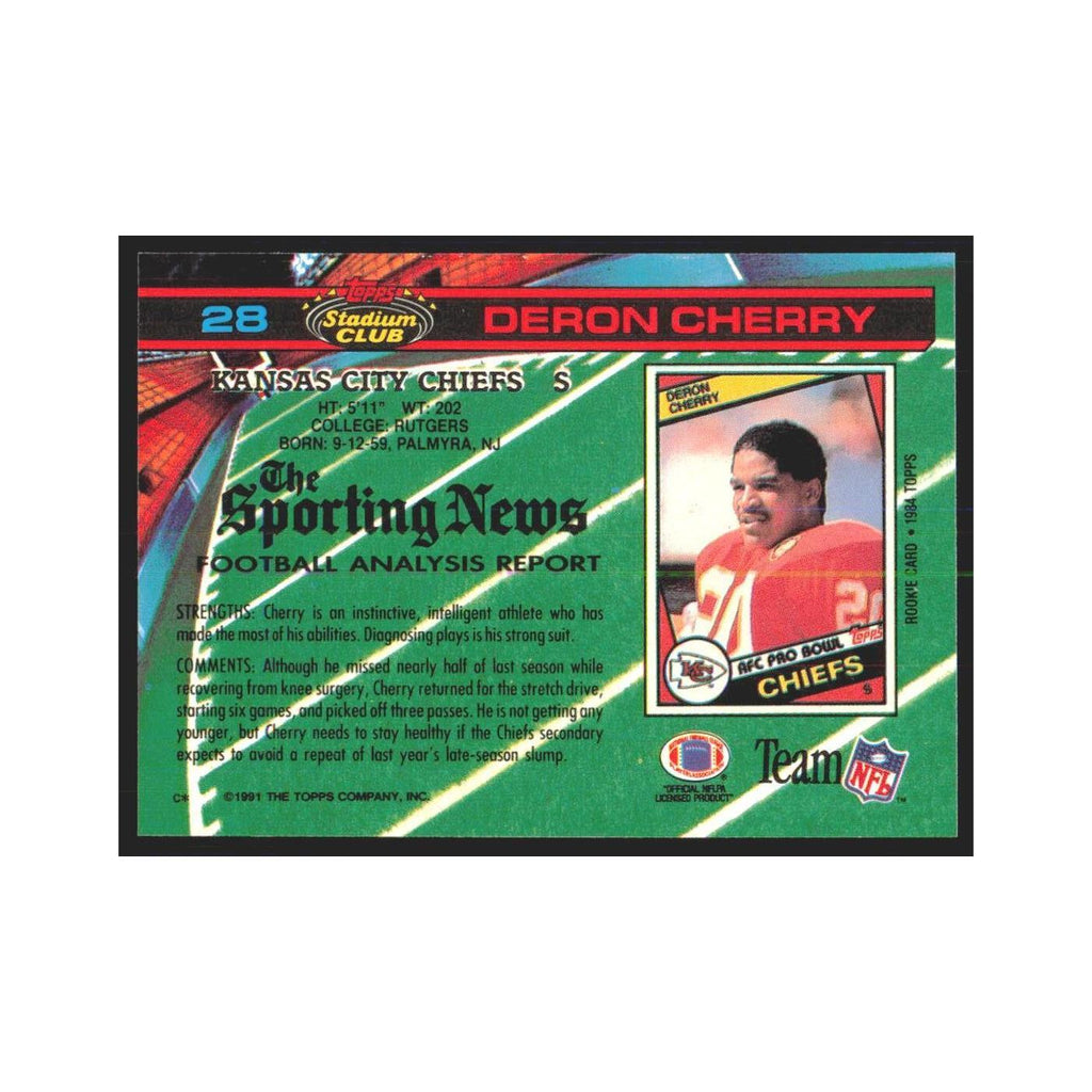 1991 Stadium Club Deron Cherry Chiefs #28