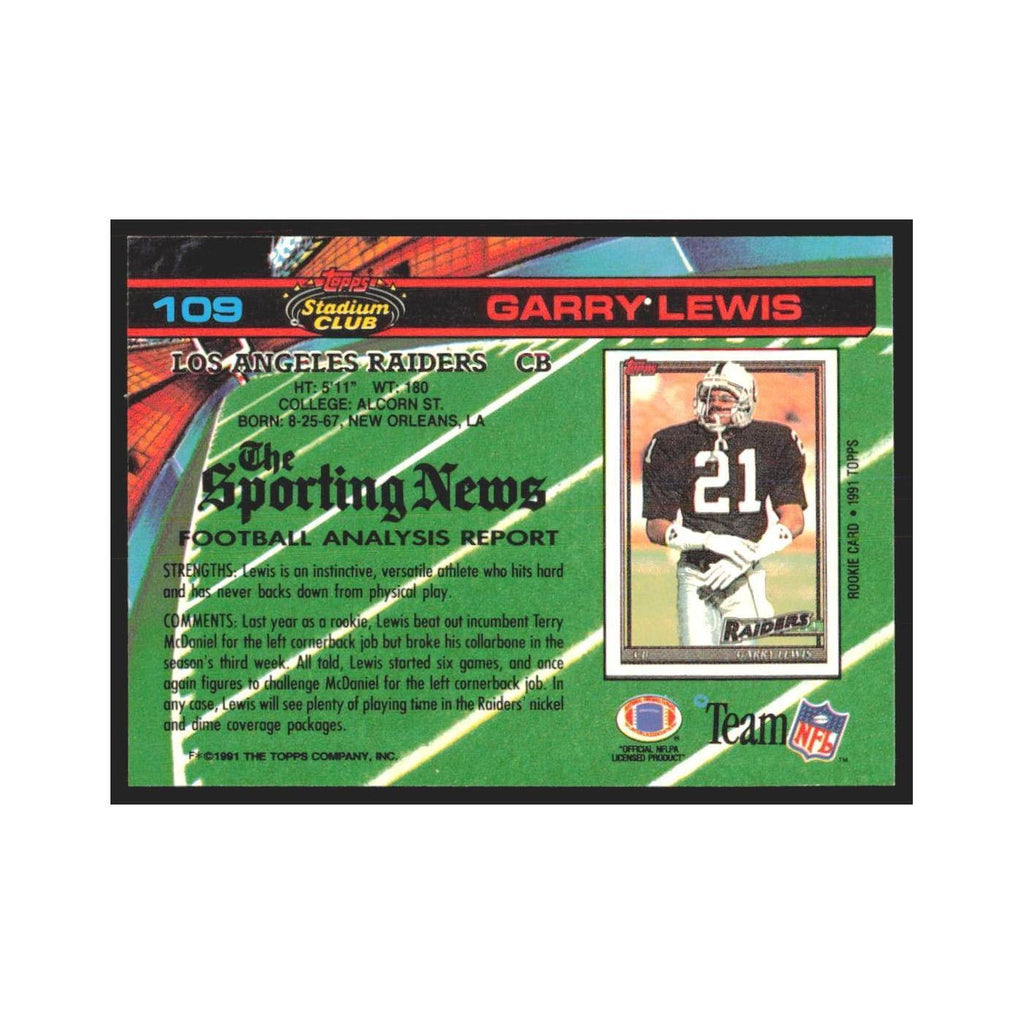 1991 Stadium Club Garry Lewis Los Angeles Raiders #109