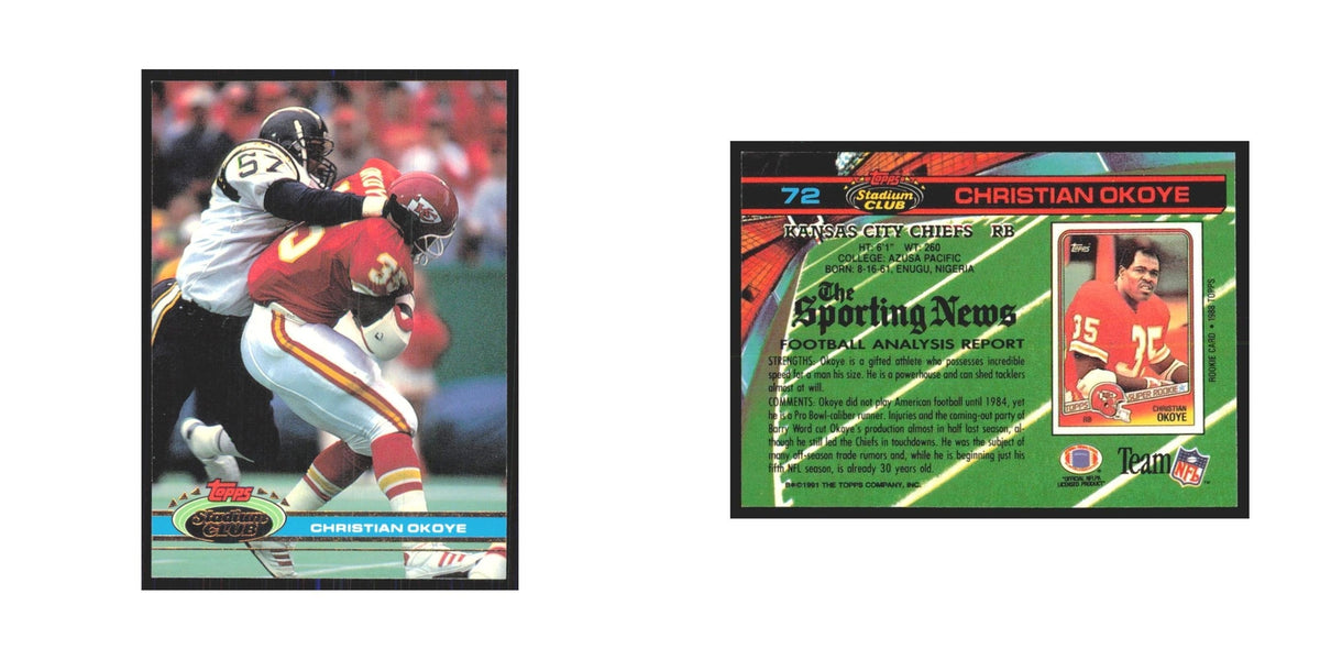 1991 Stadium Club Christian Okoye Chiefs #72