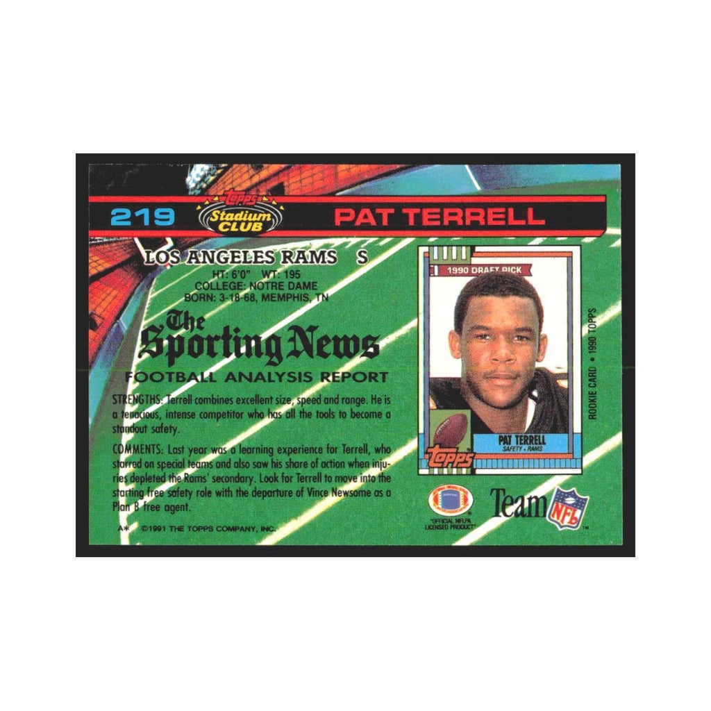 1991 Stadium Club Pat Terrell Rams #219