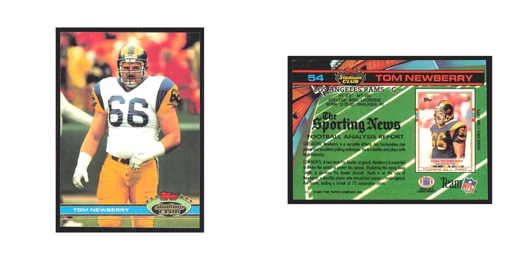 1991 Stadium Club Tom Newberry Rams #54
