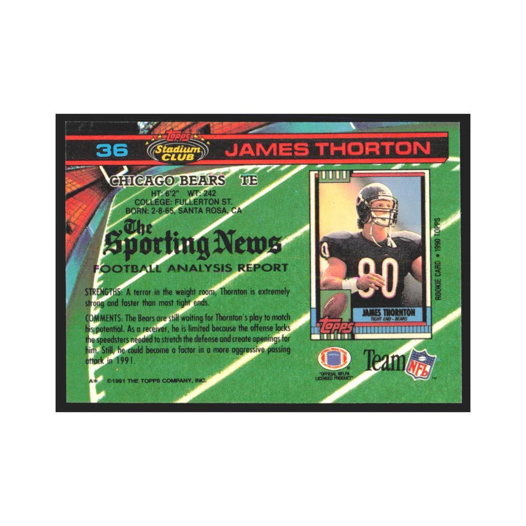 1991 Stadium Club James Thornton Bears #36