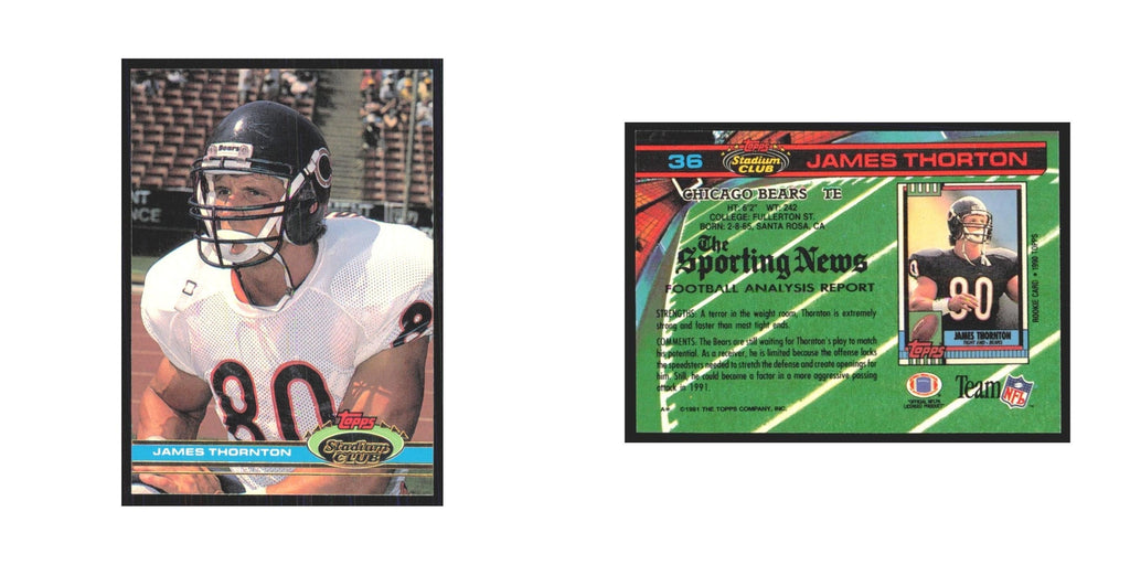1991 Stadium Club James Thornton Bears #36
