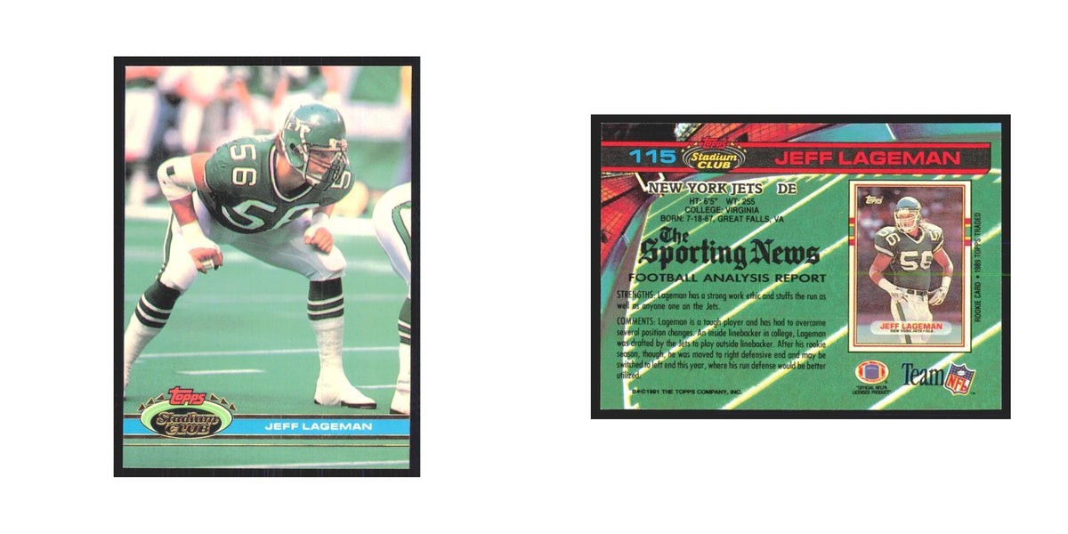 1991 Stadium Club Jeff Lageman Jets #115