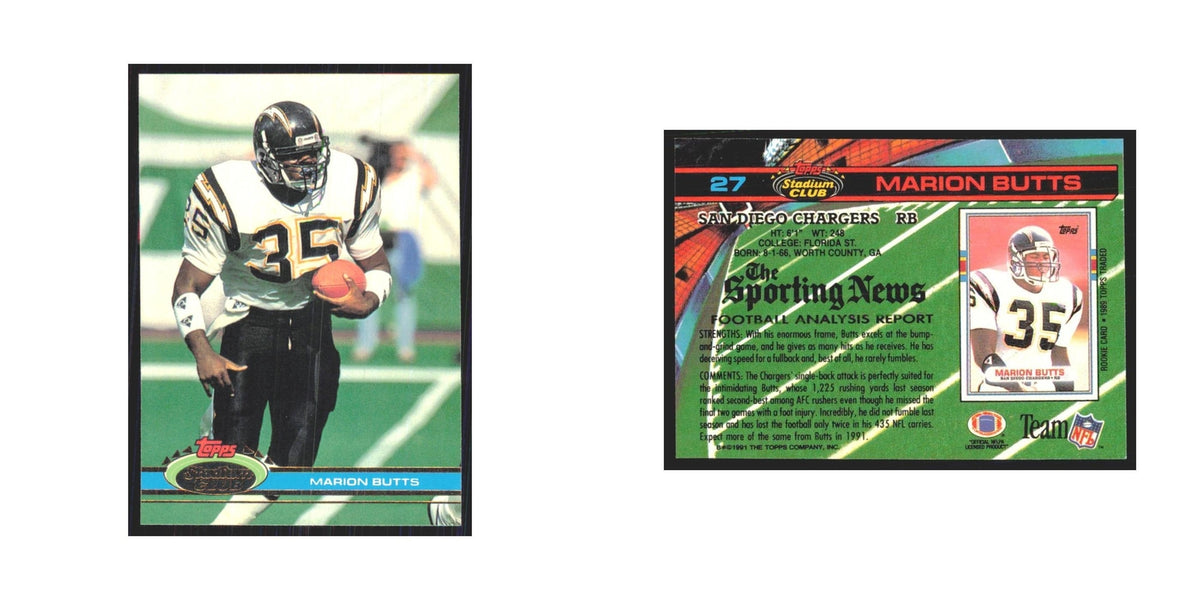 1991 Stadium Club Marion Butts San Diego Chargers #27