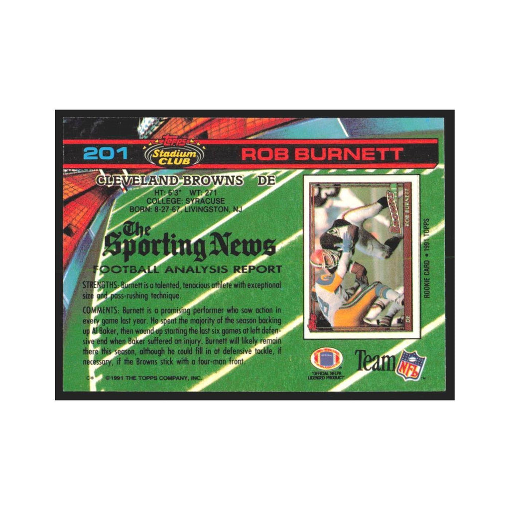 1991 Stadium Club Rob Burnett Browns #201