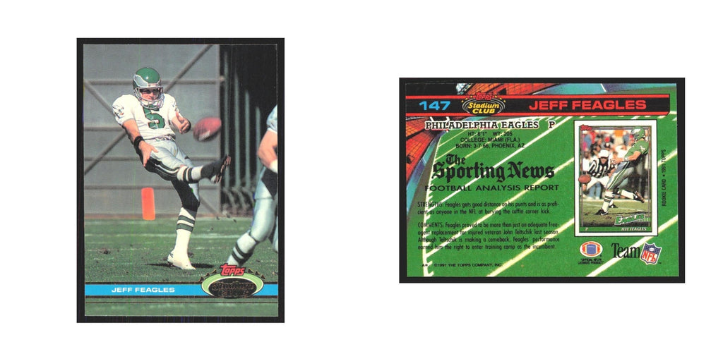 1991 Stadium Club Jeff Feagles Eagles #147