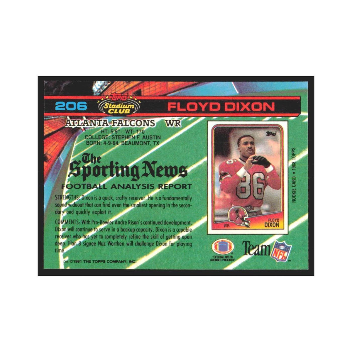 1991 Stadium Club Floyd Dixon Falcons #206