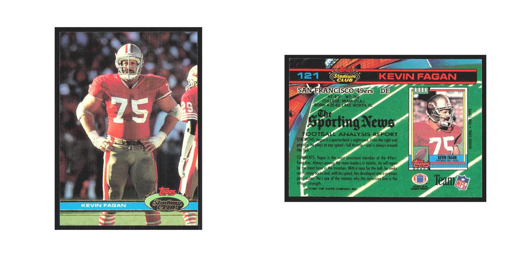 1991 Stadium Club Kevin Fagan 49ers #121