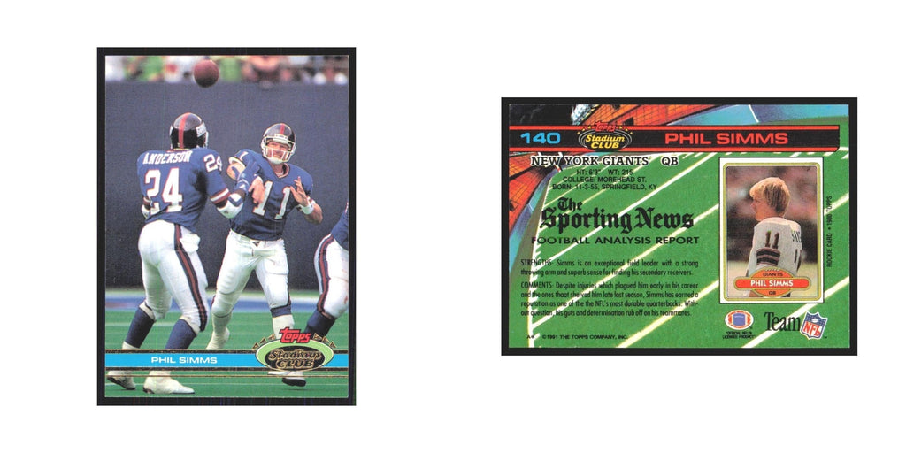 1991 Stadium Club Phil Simms Giants #140