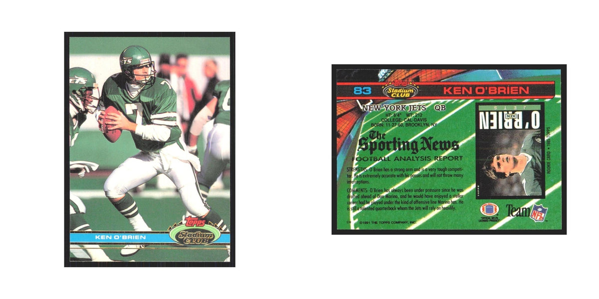 1991 Stadium Club Ken O'Brien Jets #83