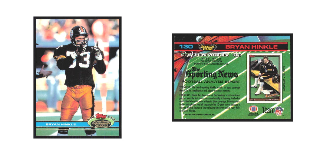 1991 Stadium Club Bryan Hinkle Steelers #130