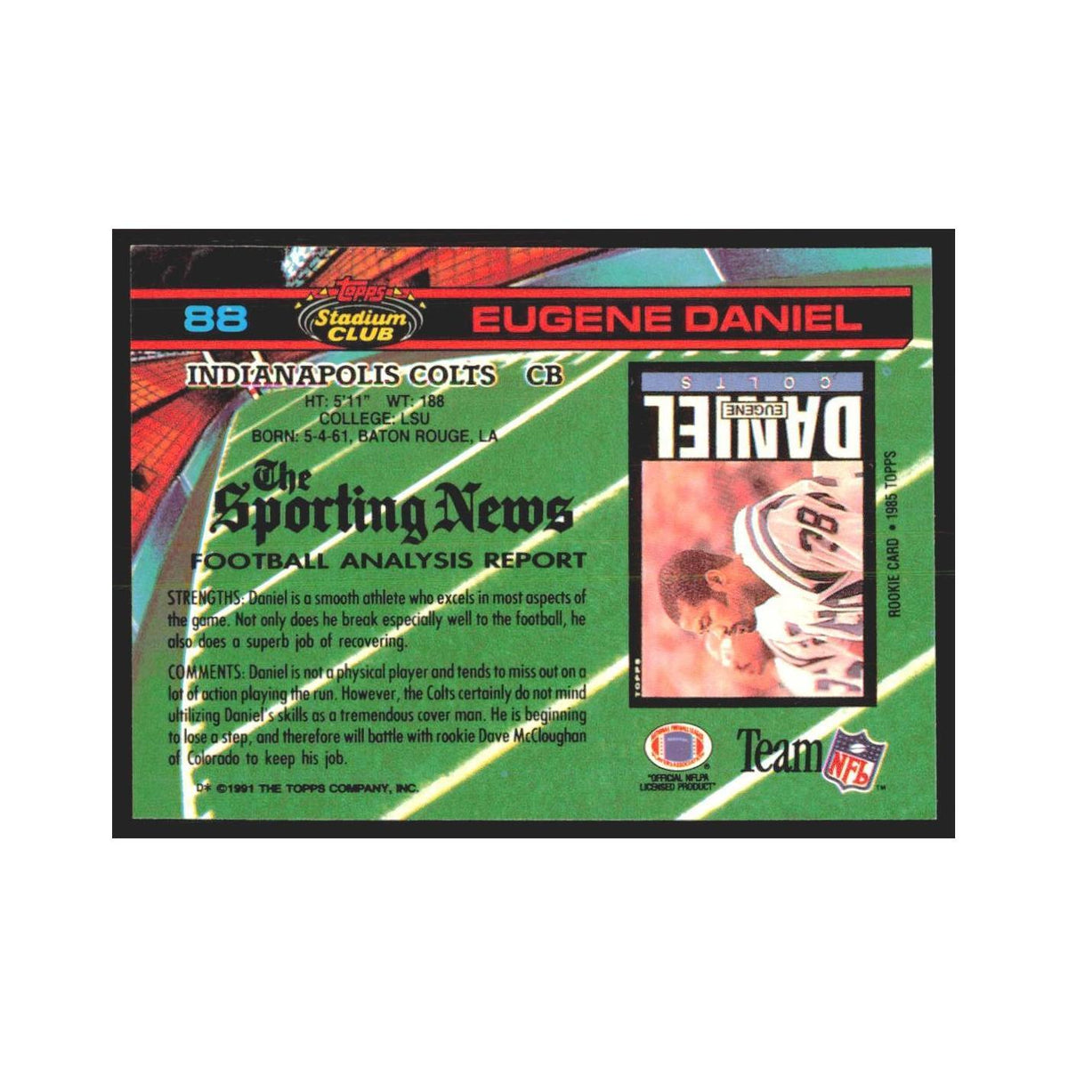 1991 Stadium Club Eugene Daniel Colts #88