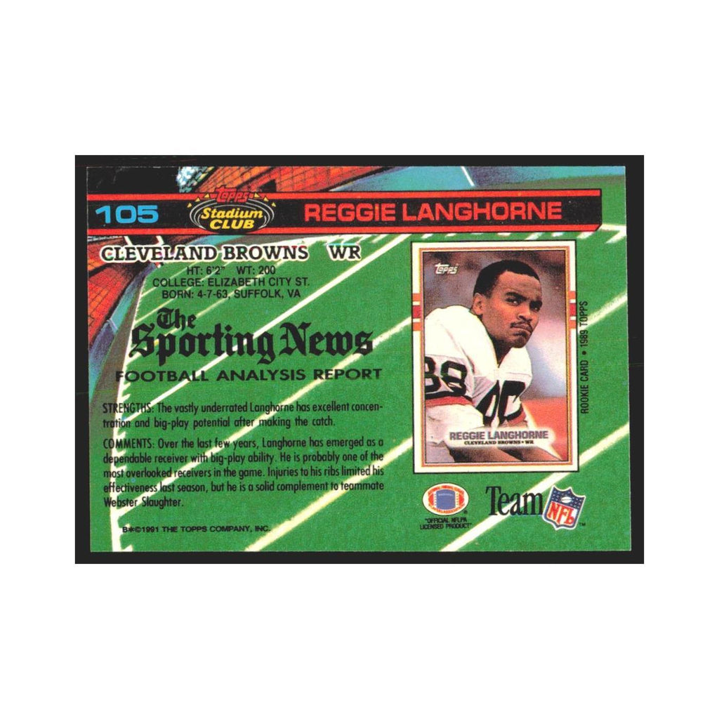 1991 Stadium Club Reggie Langhorne Browns #105