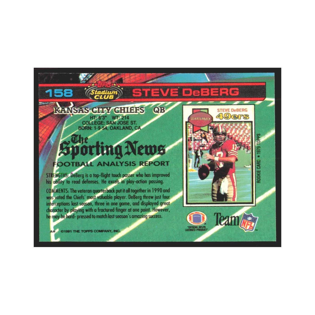 1991 Stadium Club Steve DeBerg Chiefs #158