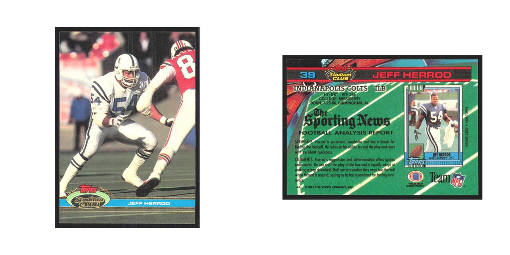 1991 Stadium Club Jeff Herrod Colts #39
