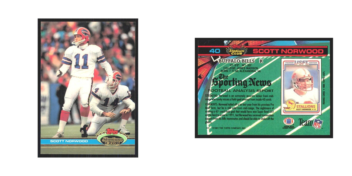 1991 Stadium Club Scott Norwood Bills #40