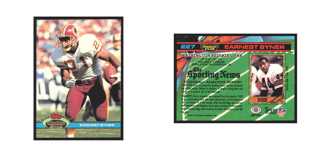 1991 Stadium Club Earnest Byner Redskins #227
