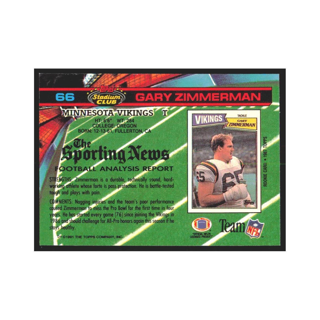 1991 Stadium Club Gary Zimmerman Vikings #66