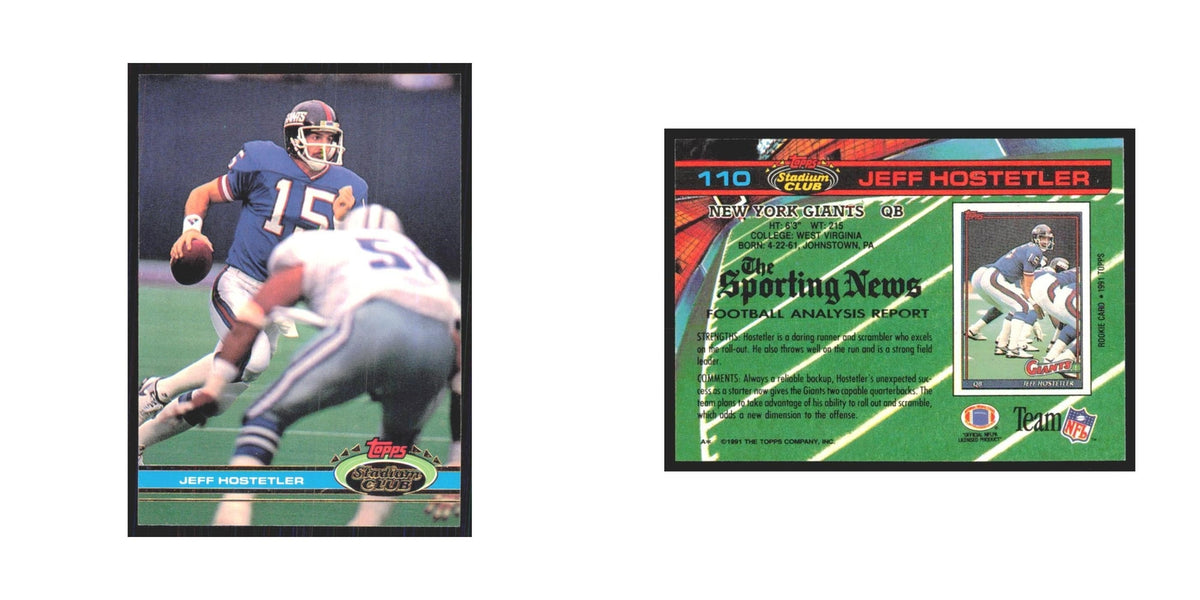 1991 Stadium Club Jeff Hostetler Giants #110