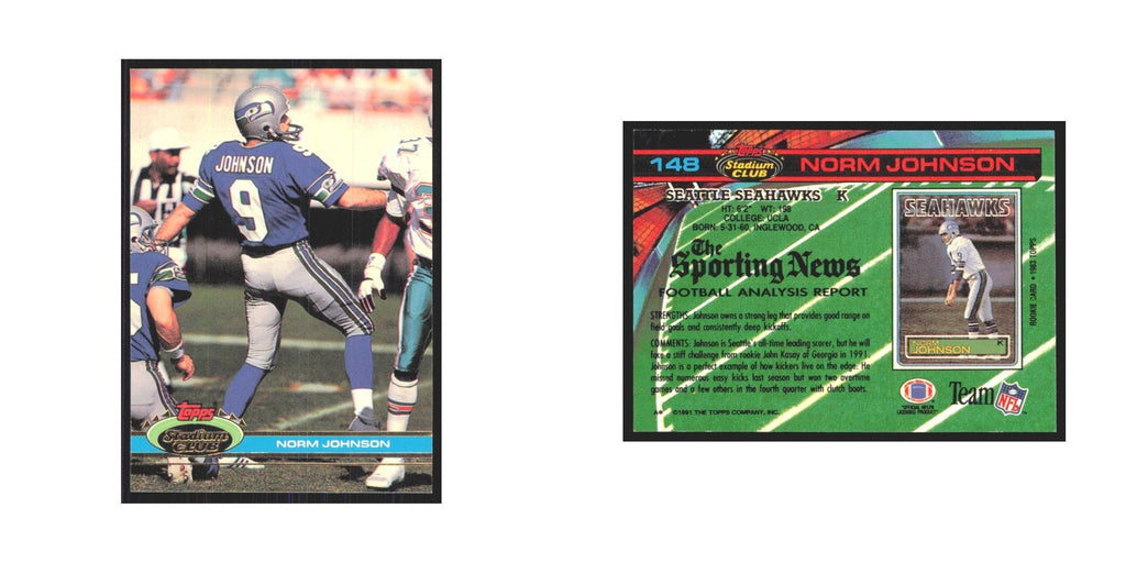 1991 Stadium Club Norm Johnson Seahawks #148