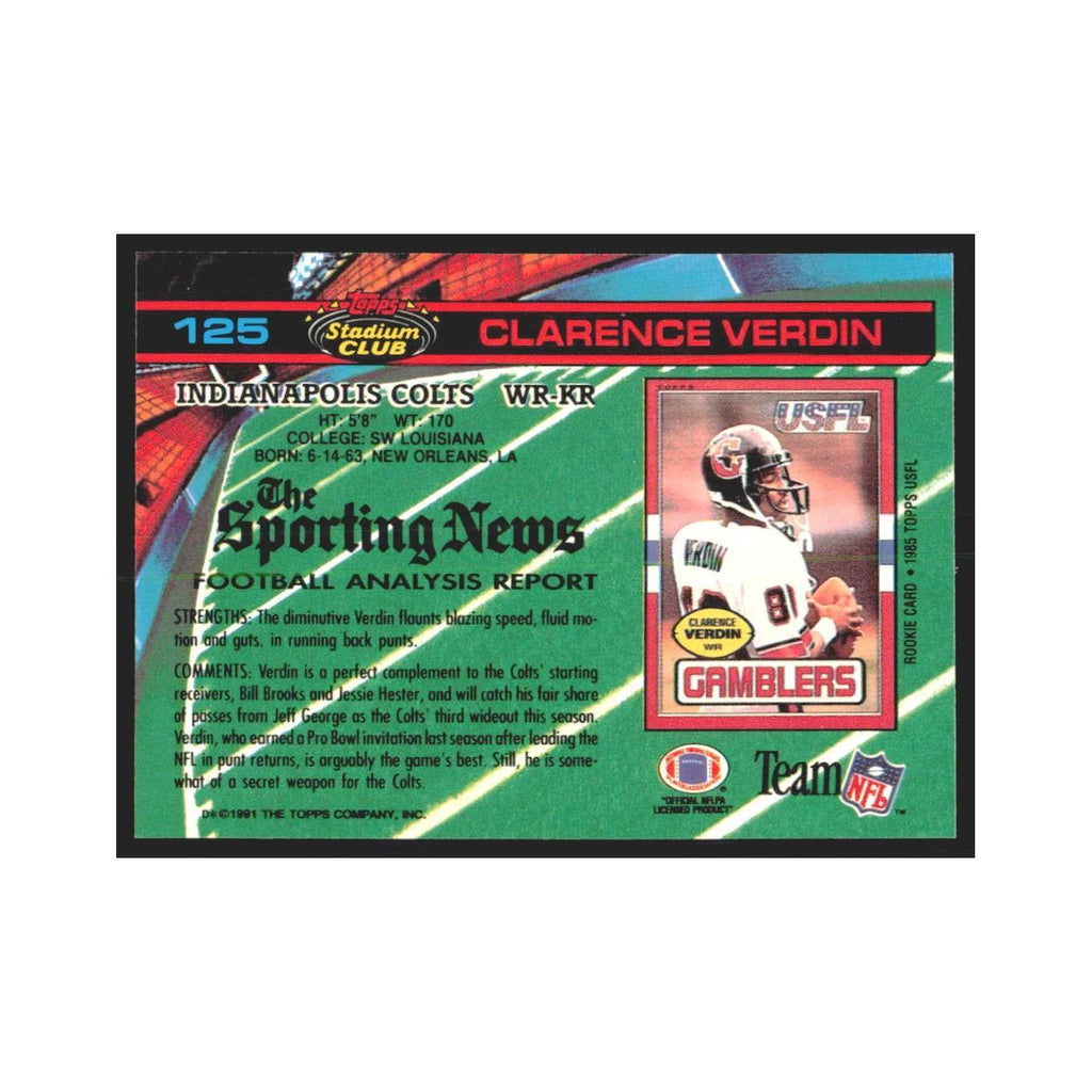 1991 Stadium Club Clarence Verdin Colts #125