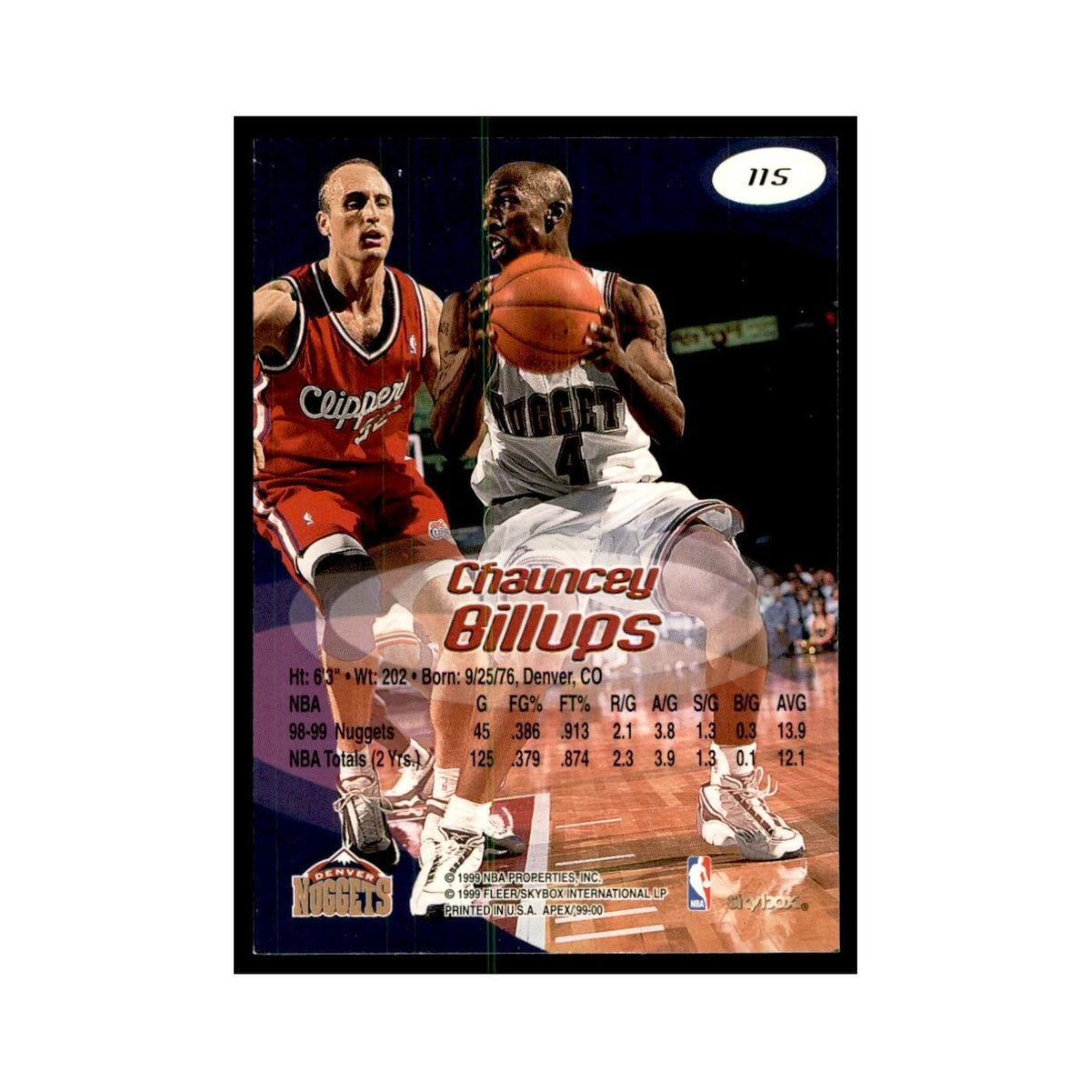 1999 SkyBox Apex Chauncey Billups Nuggets #115