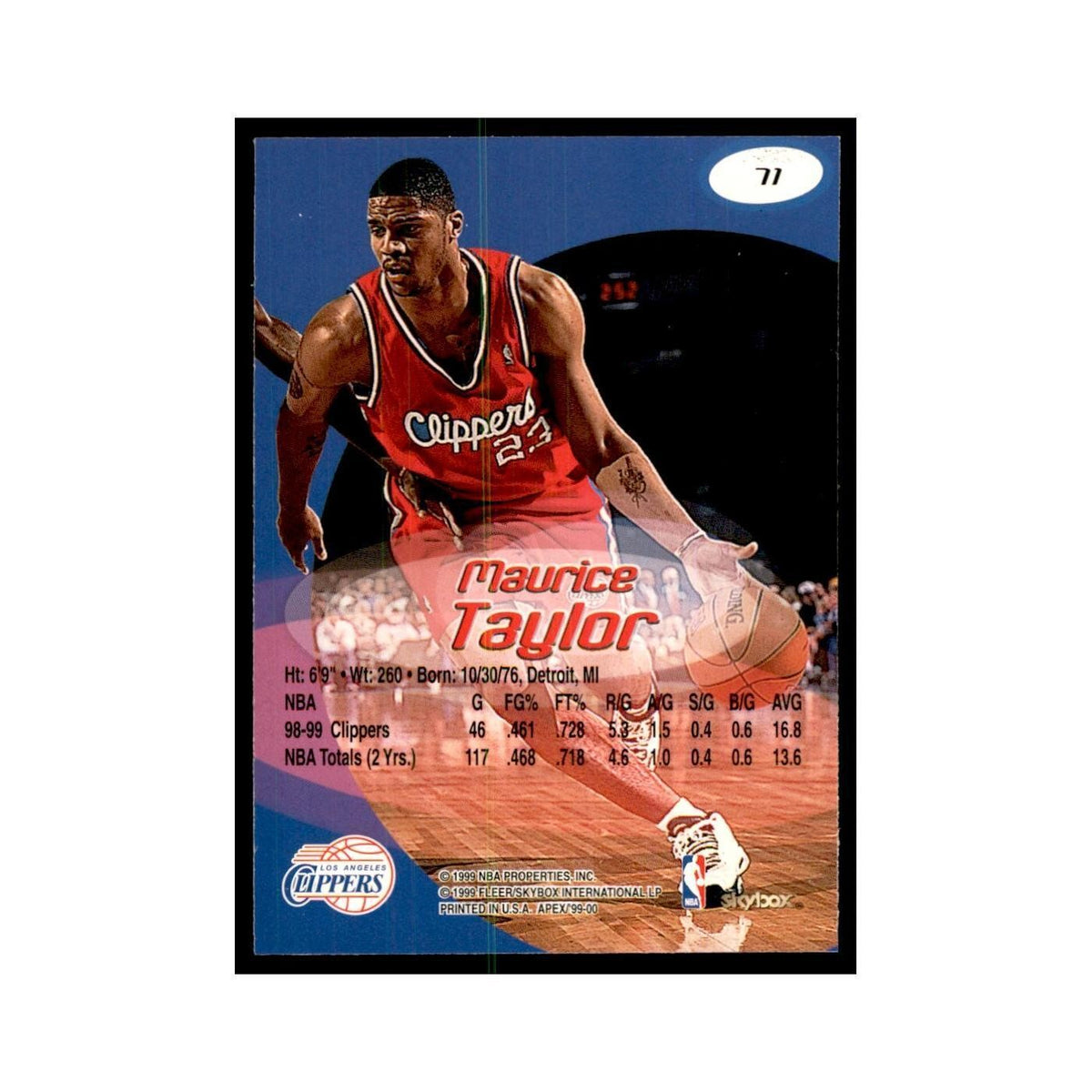 1999 SkyBox Apex Maurice Taylor Clippers #71