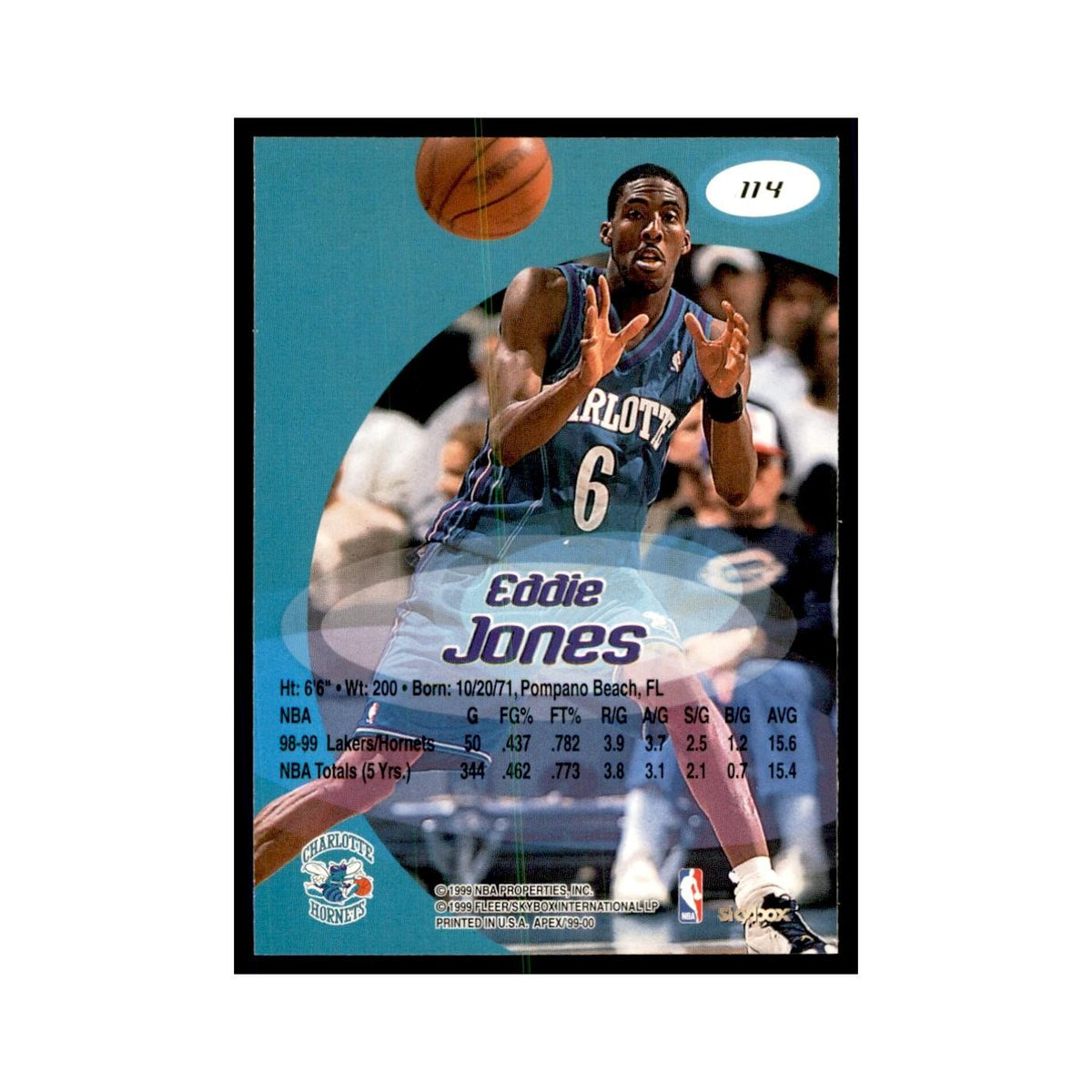 1999 SkyBox Apex Eddie Jones Hornets #114