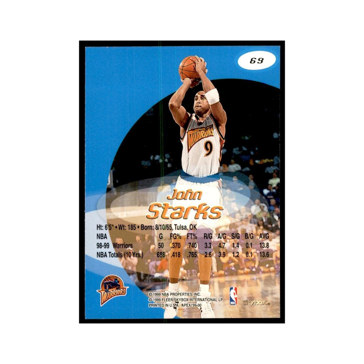 1999 SkyBox Apex John Starks Golden State Warriors #69