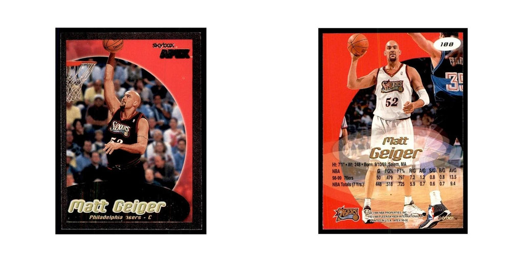 1999 SkyBox Apex Matt Geiger 76ers #100