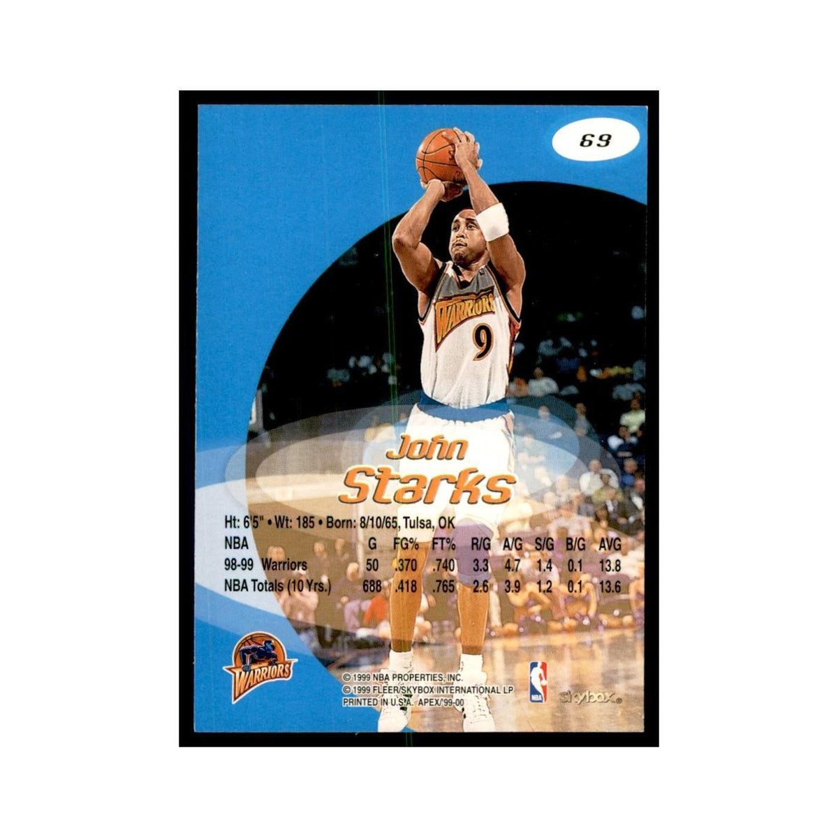 1999 SkyBox Apex John Starks Golden State Warriors #69