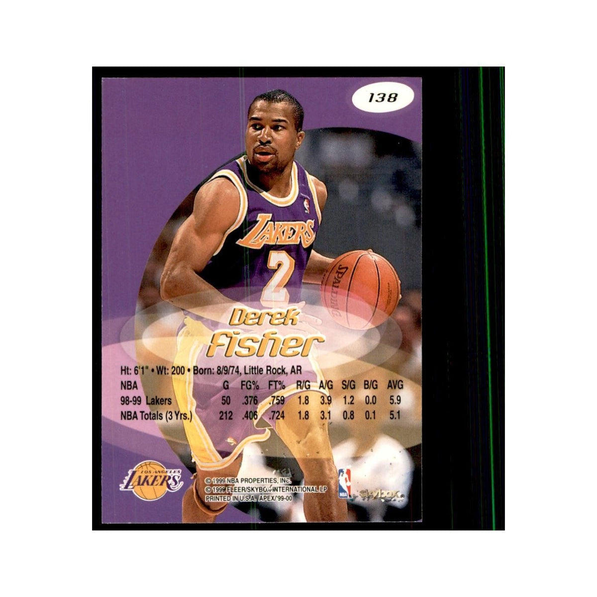 1999 SkyBox Apex Derek Fisher Lakers #138
