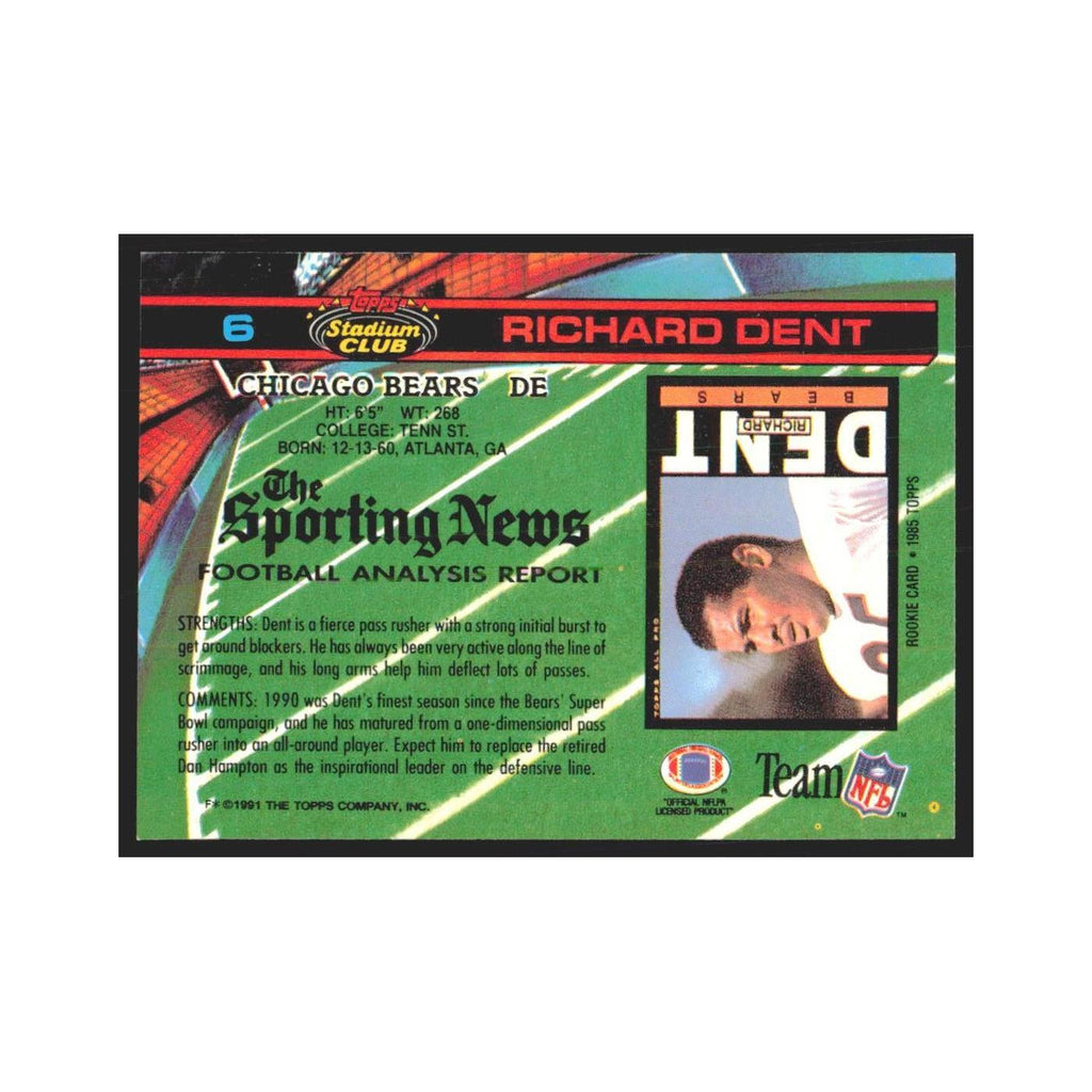 1991 Stadium Club Richard Dent Bears #6