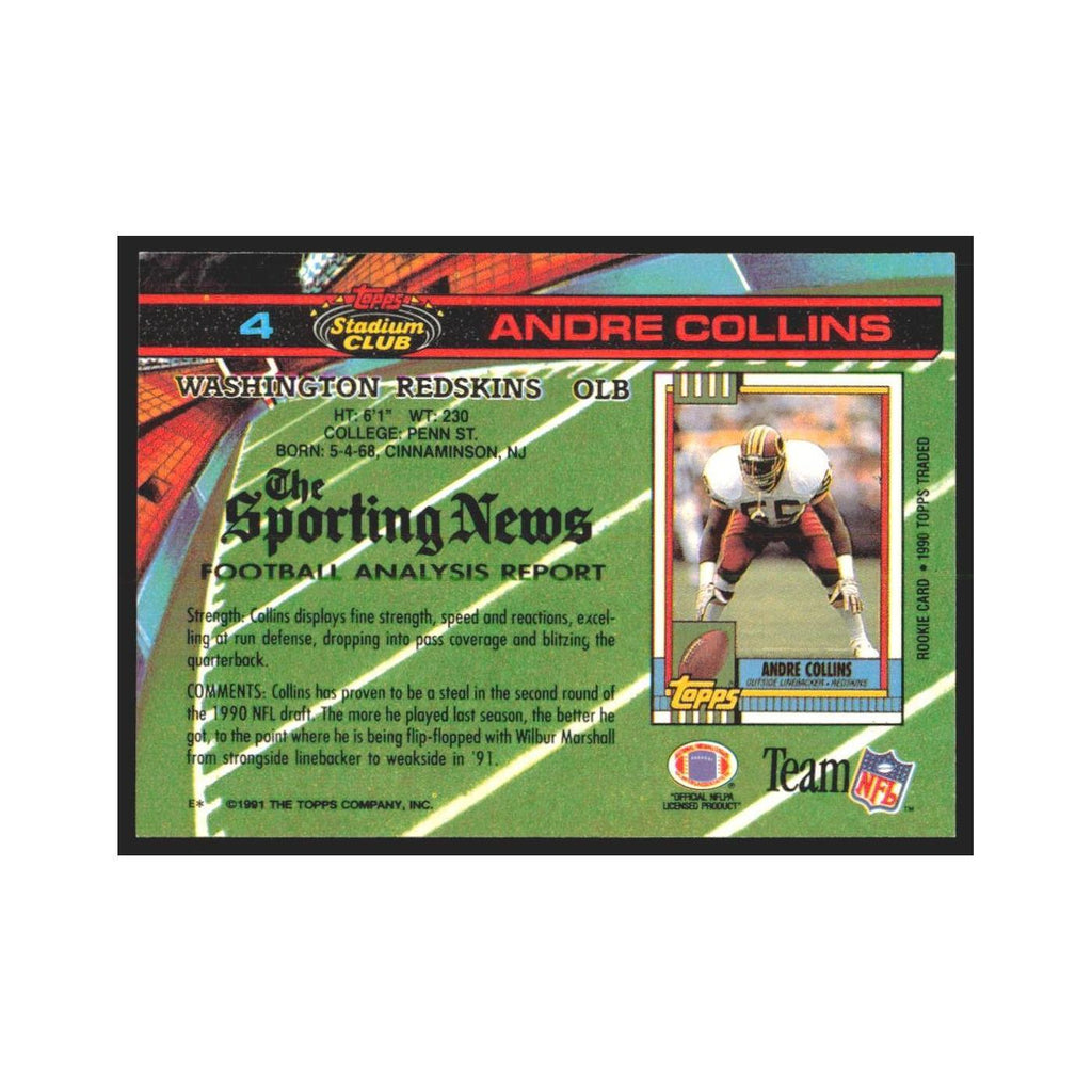 1991 Stadium Club Andre Collins Redskins #4